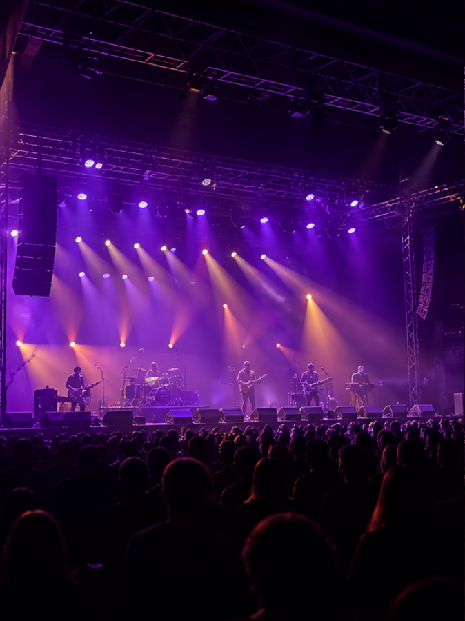 Rental and touring production with portable battery stage lighting